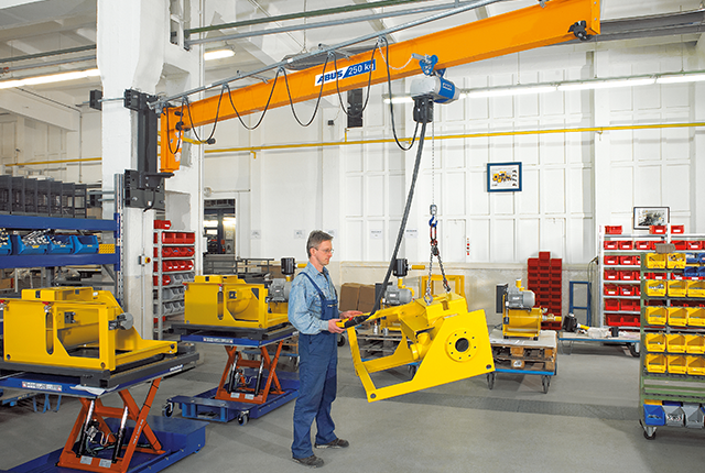 ABUS-wandzwenkkraan LW in een productiehal.