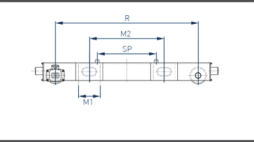 Technische tekening voor chassisbalken en bevestigingsstukken